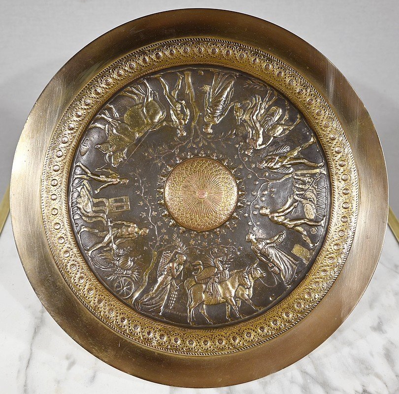 Tazza Cup In Gilt Bronze, Signed F. Levillain, F. Barbedienne - Nineteenth-photo-2