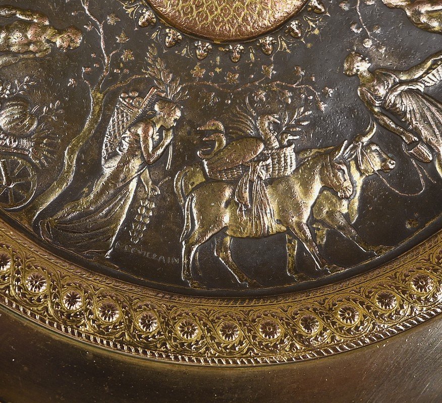 Coupe Tazza En Bronze Doré, Signé F. Levillain, F. Barbedienne – XIXe-photo-3