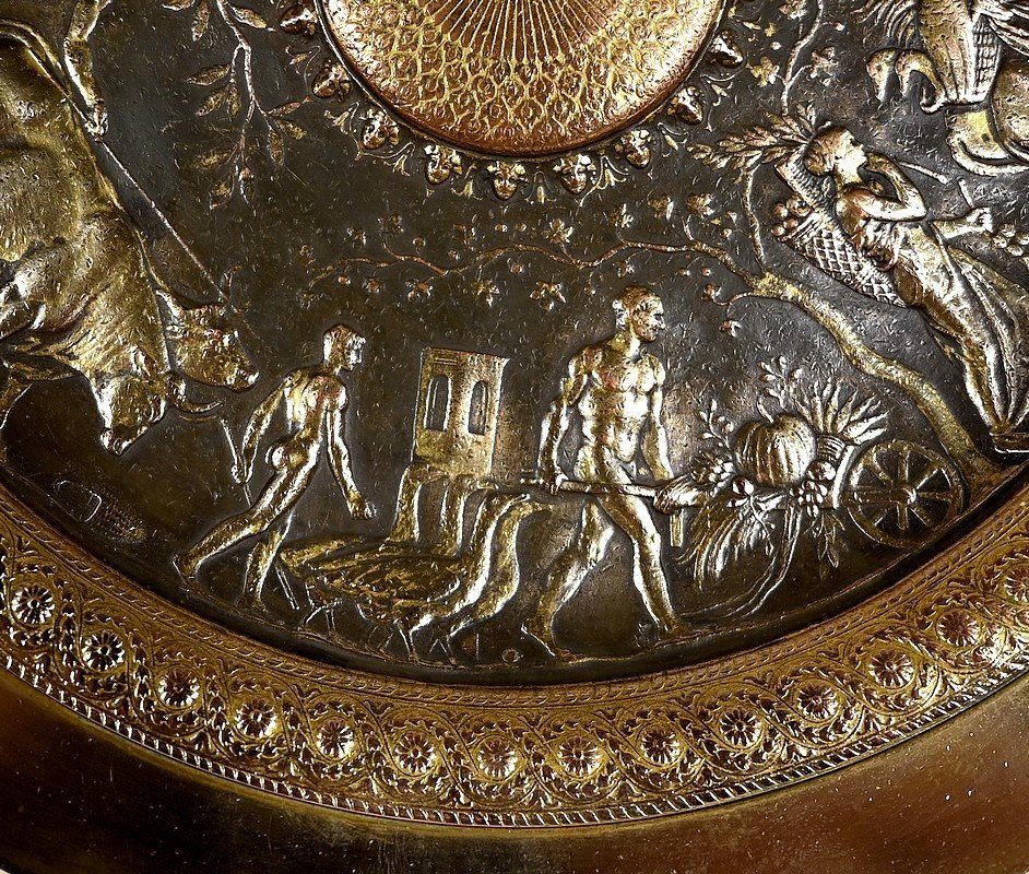 Coupe Tazza En Bronze Doré, Signé F. Levillain, F. Barbedienne – XIXe-photo-2
