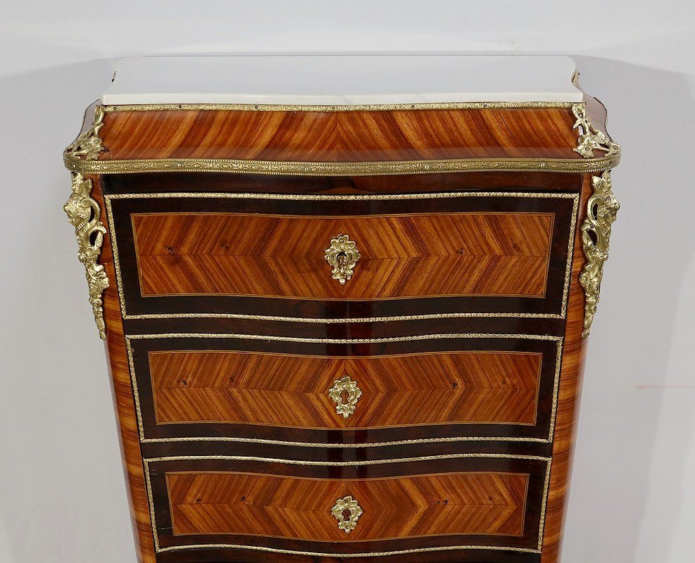 Secrétaire Semainier En Bois Précieux, époque Napoléon III – Milieu XIXe-photo-4