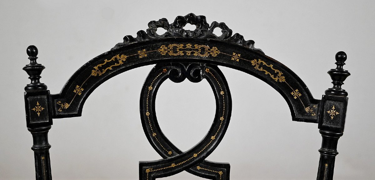 Paire De Chaises Laquées Noires, Style Louis XVI, époque Napoléon III – Milieu XIXe-photo-4