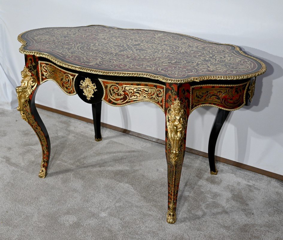 Table D’apparat Violonée En Poirier Noirci, Style Boulle, époque Napoléon III – Milieu XIXe-photo-2