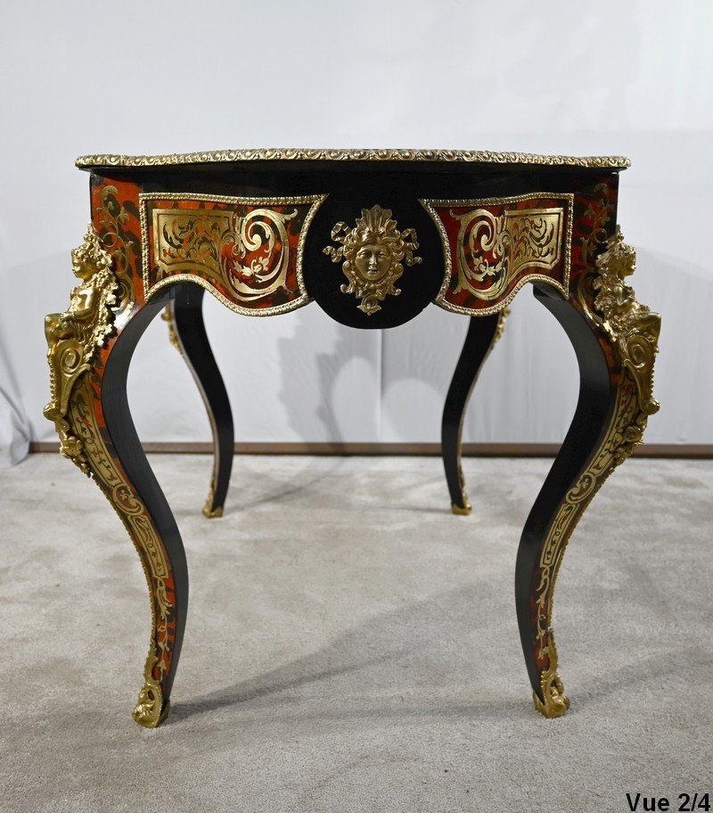 Violin Ceremonial Table In Blackened Pear Tree, Boulle Style, Napoleon III Period - Mid-19th Century-photo-6