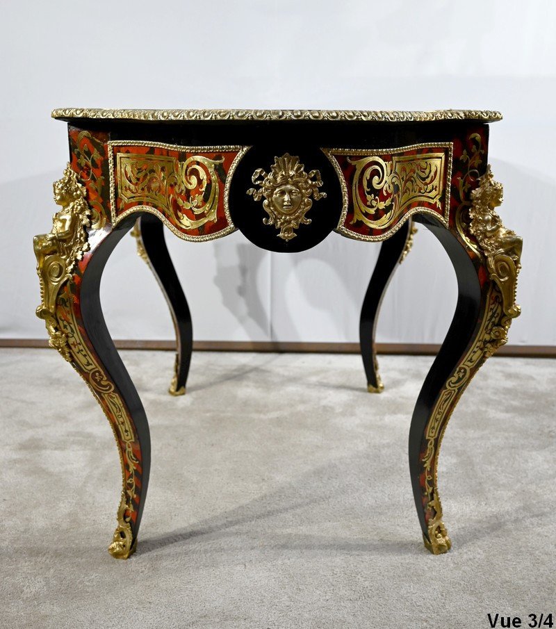 Violin Ceremonial Table In Blackened Pear Tree, Boulle Style, Napoleon III Period - Mid-19th Century-photo-7