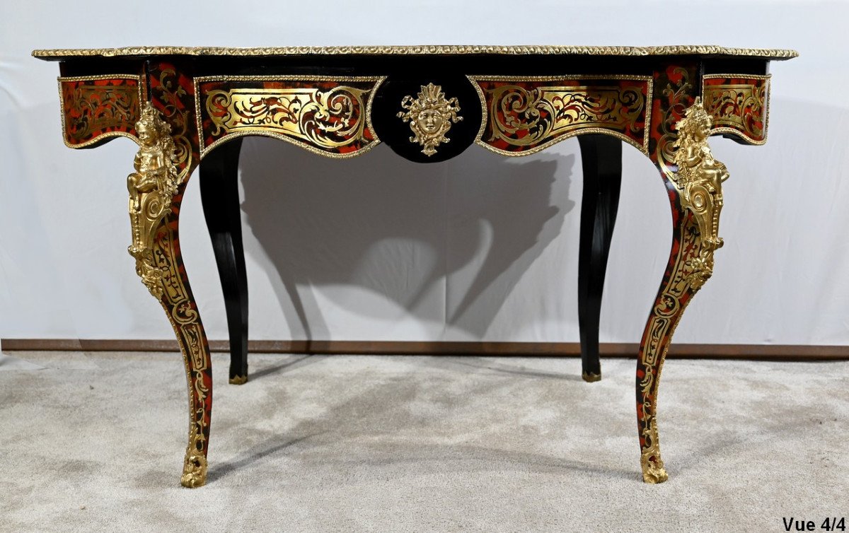 Violin Ceremonial Table In Blackened Pear Tree, Boulle Style, Napoleon III Period - Mid-19th Century-photo-8