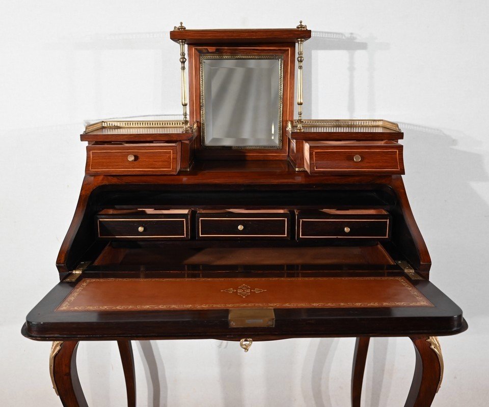 Petit Bureau De Dame En Placage De Palissandre, Style Louis XV – 2ème Partie Du XIXe-photo-2