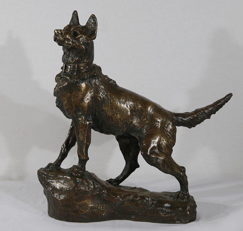 Important Bronze "the Shepherd" By Tf. Cartier – Early 20th Century-photo-4