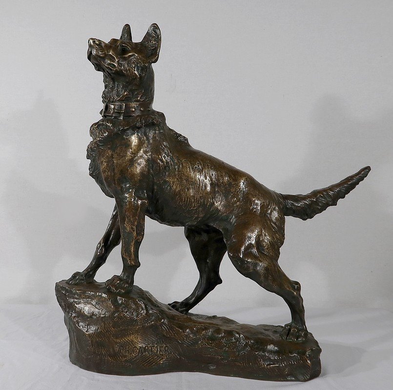 Important Bronze "the Shepherd" By Tf. Cartier – Early 20th Century-photo-1