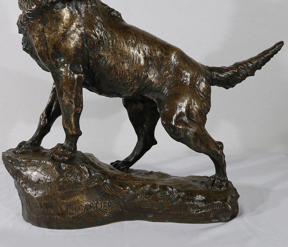 Important Bronze "the Shepherd" By Tf. Cartier – Early 20th Century-photo-5