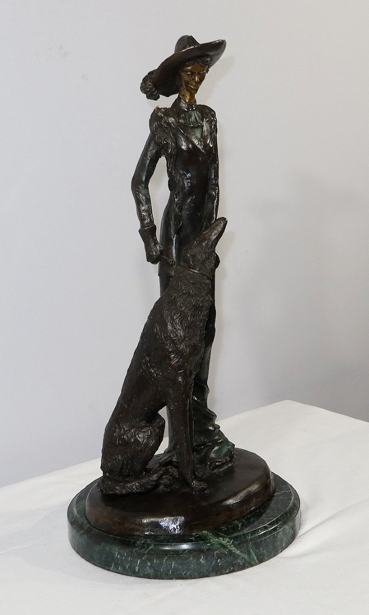 Important Bronze « La Dame Au Lévrier » D’après D. Chiparus – XXe-photo-2