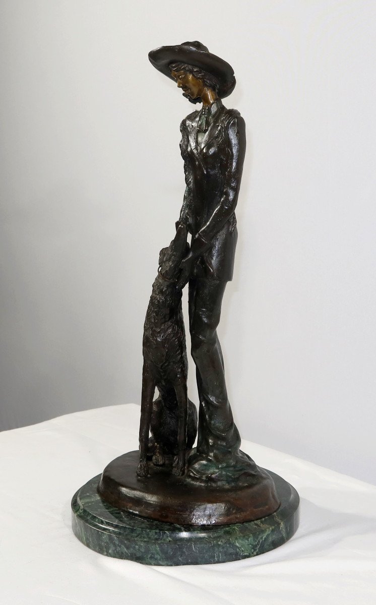 Important Bronze « La Dame Au Lévrier » D’après D. Chiparus – XXe-photo-3
