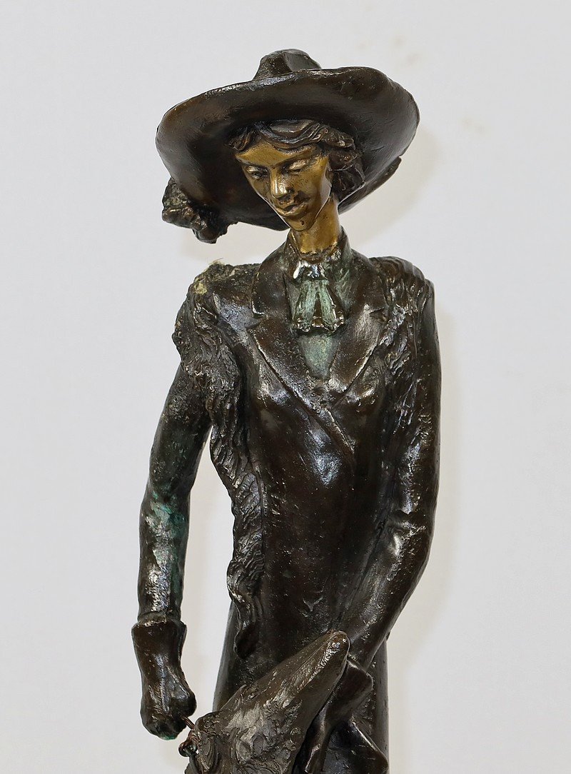 Important Bronze « La Dame Au Lévrier » D’après D. Chiparus – XXe-photo-4