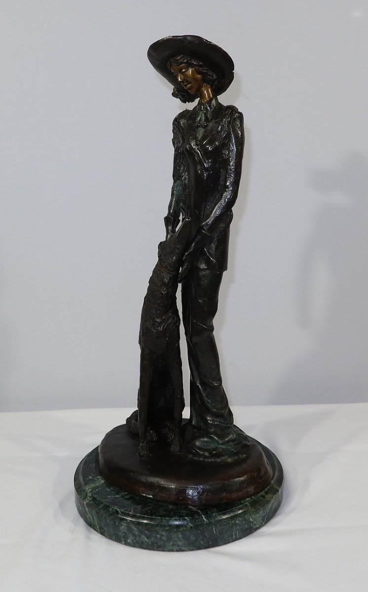 Important Bronze « La Dame Au Lévrier » D’après D. Chiparus – XXe-photo-7