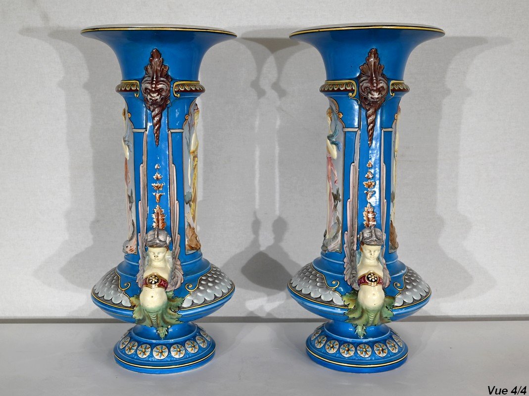 Paire De Vases, Faïence Creil-montereau – Milieu XIXe-photo-5