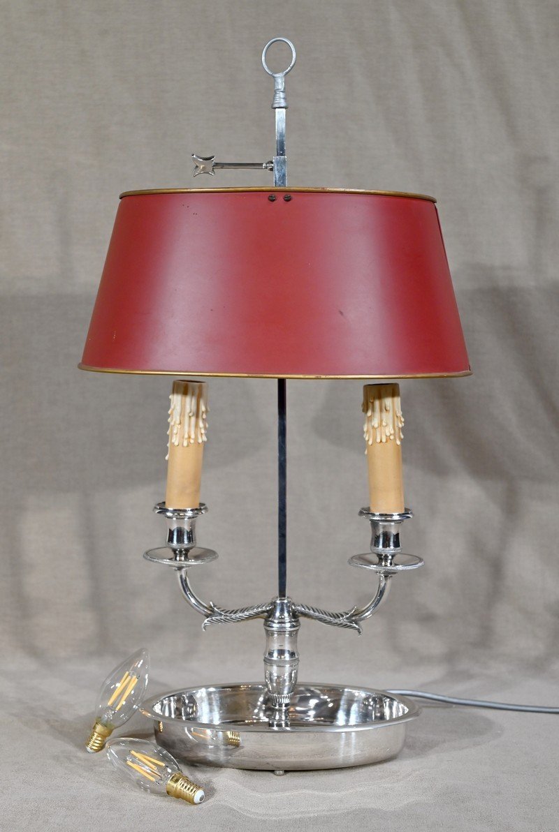 Bouillotte Lamp In Silver Metal - Early Twentieth-photo-4
