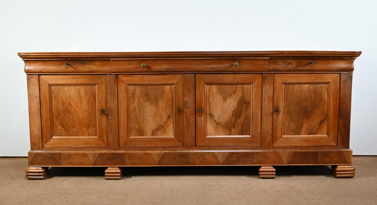 Important Sideboard In Blond Walnut, Louis Philippe Period - Mid-19th Century
