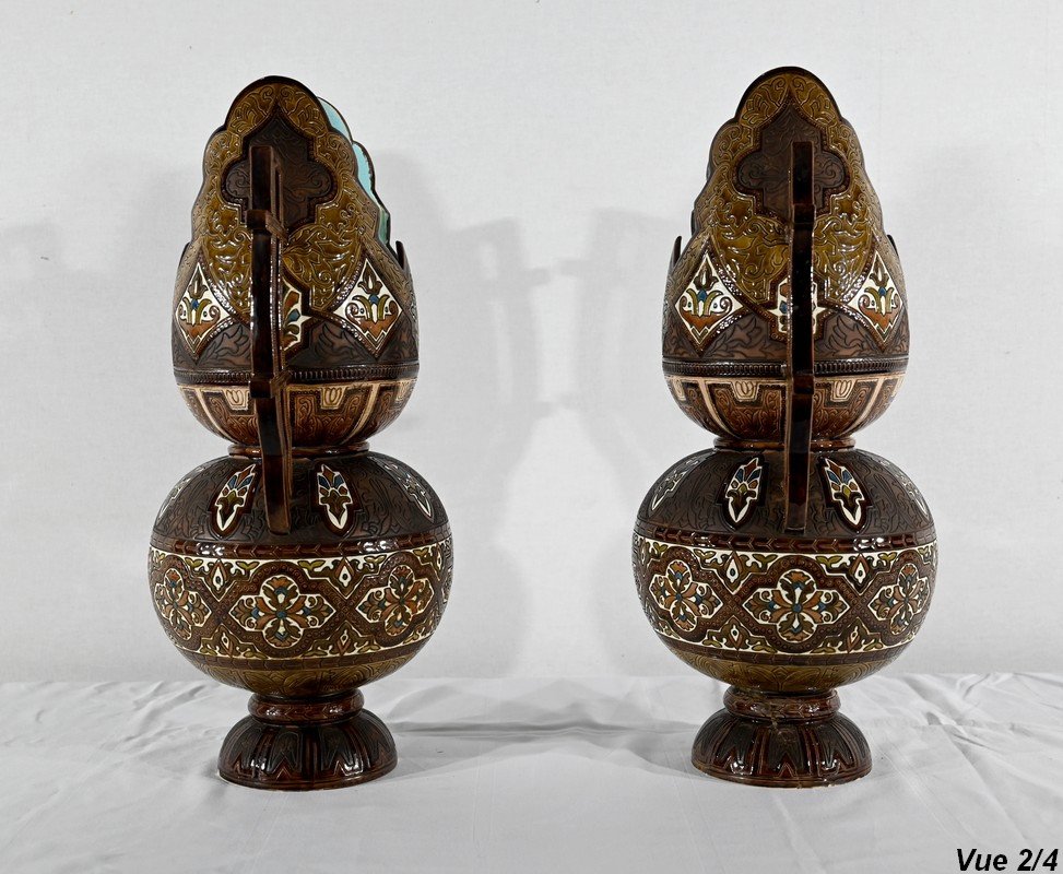 Importants Vases Cloisonnés En Céramique, Hispano-mauresque - Fin XIXe-photo-5