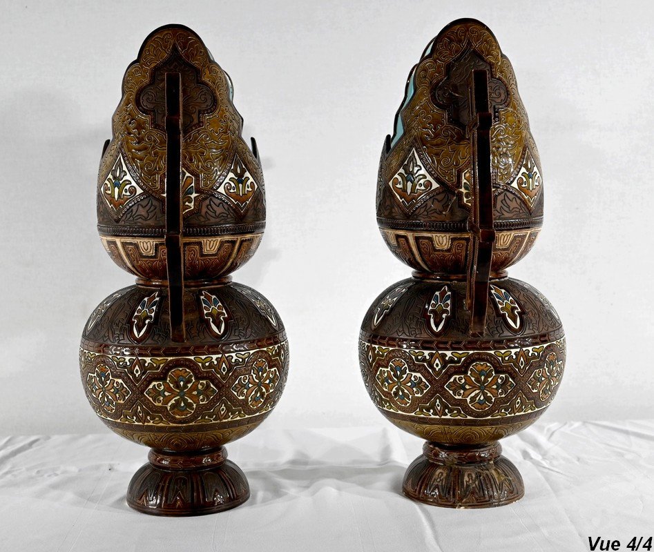 Important Cloisonné Ceramic Vases, Hispano-moorish - Late Nineteenth-photo-7