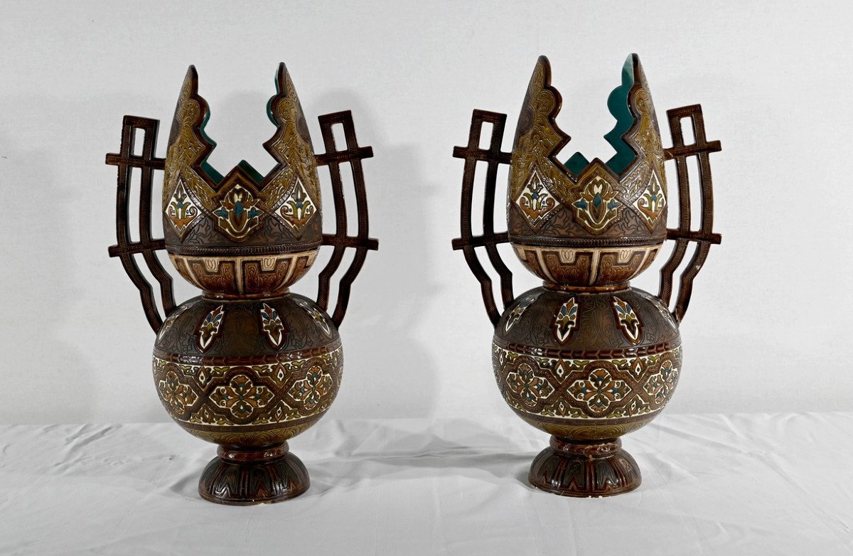 Important Cloisonné Ceramic Vases, Hispano-moorish - Late Nineteenth