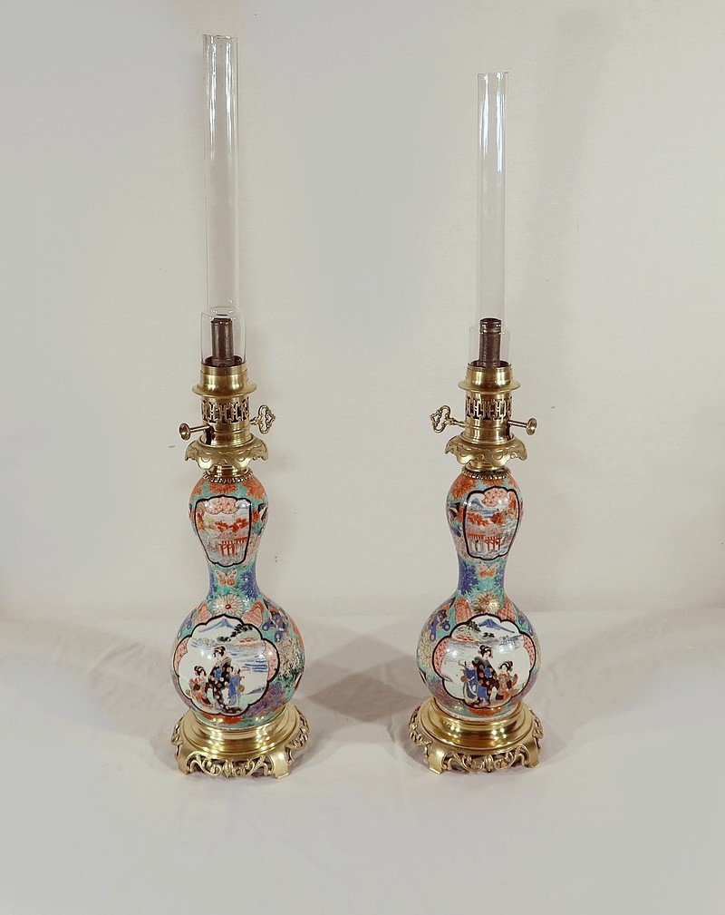 Pair Of Oil Lamps, Napoleon III Period - Mid-19th Century-photo-2