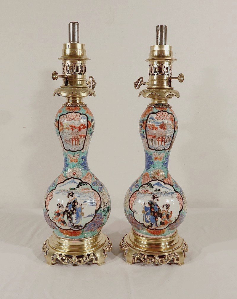 Pair Of Oil Lamps, Napoleon III Period - Mid-19th Century-photo-3