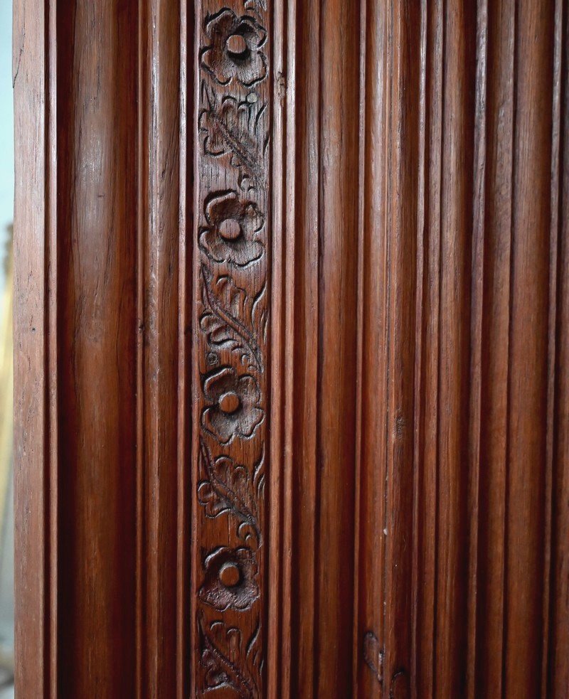 Rares Portes Indiennes En Teck, Goût Louis XIV, Pondichéry - XIXe-photo-1