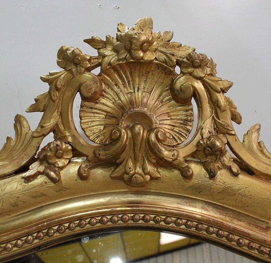 Miroir En Bois Doré, époque Napoléon III – XIXe-photo-3