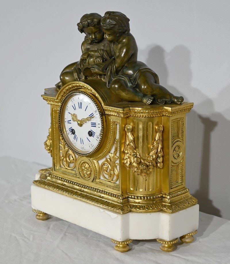 Pendule En Bronze Et Marbre, Style Louis XVI, époque Napoléon III – Milieu XIXe-photo-2