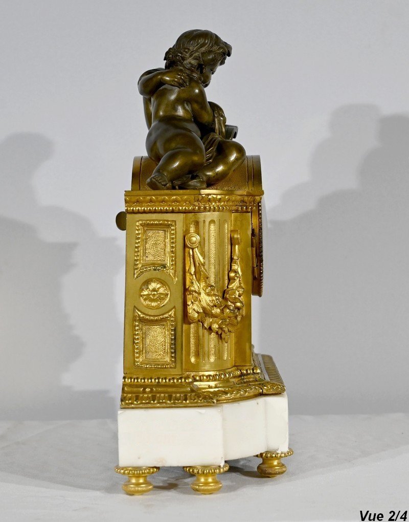 Pendule En Bronze Et Marbre, Style Louis XVI, époque Napoléon III – Milieu XIXe-photo-4