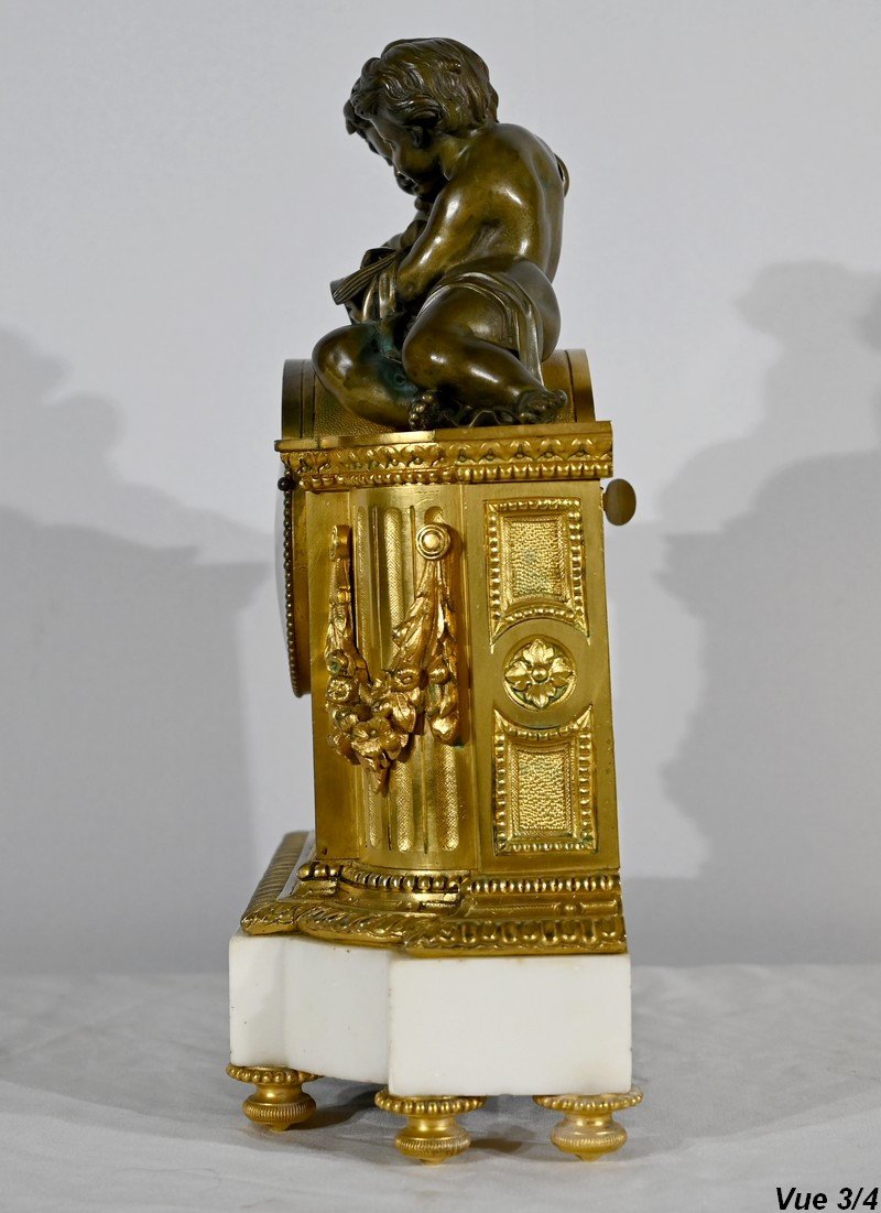 Pendule En Bronze Et Marbre, Style Louis XVI, époque Napoléon III – Milieu XIXe-photo-5