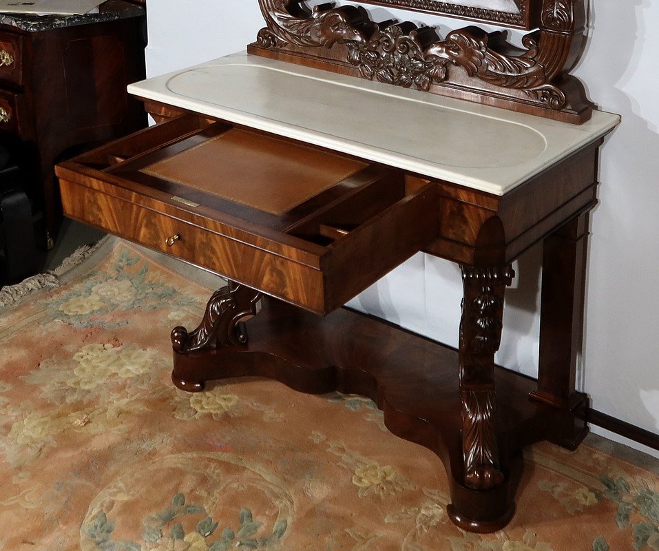 Important Writing Dresser In Mahogany, Restoration Period - Early Nineteenth-photo-3