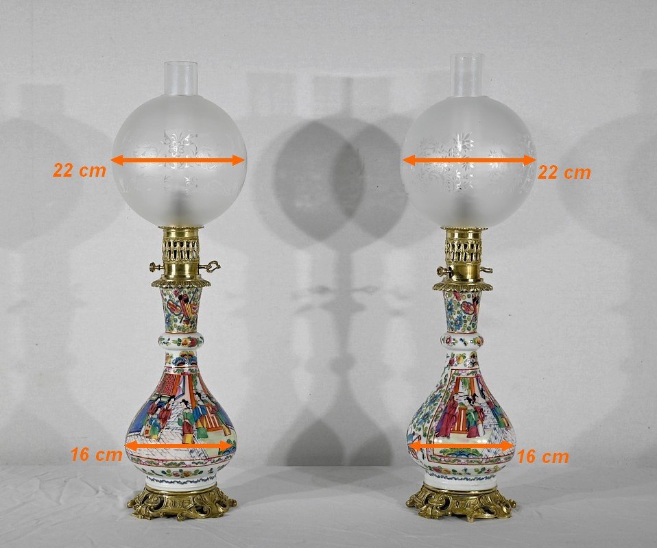 Paire De Lampes à Pétrole, époque Napoléon III – Milieu XIXe-photo-6