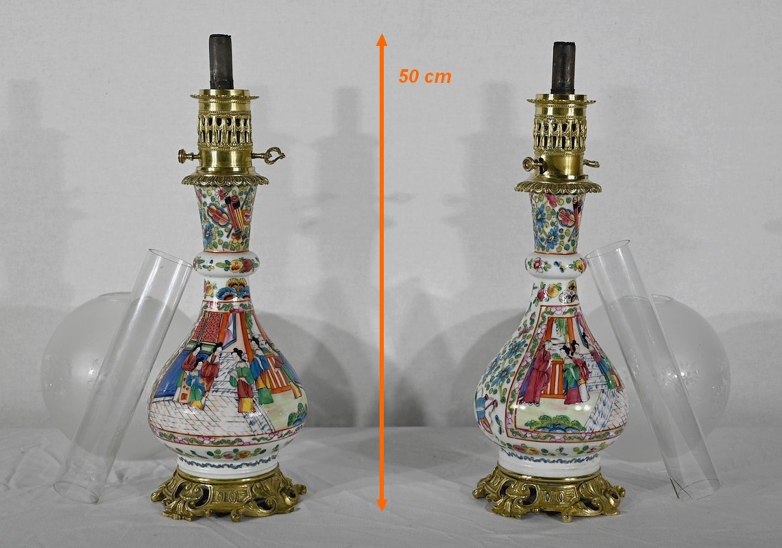 Paire De Lampes à Pétrole, époque Napoléon III – Milieu XIXe-photo-7