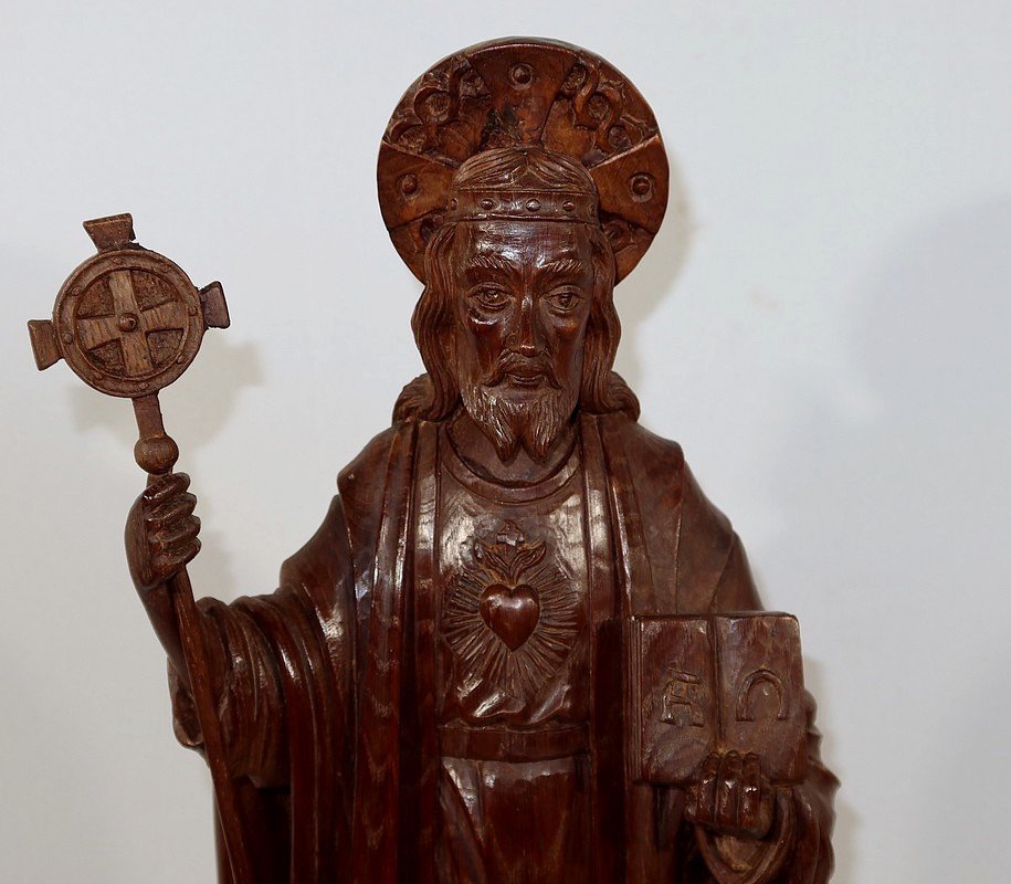 Importante Statue Du Christ En Châtaignier – Fin XIXe-photo-2