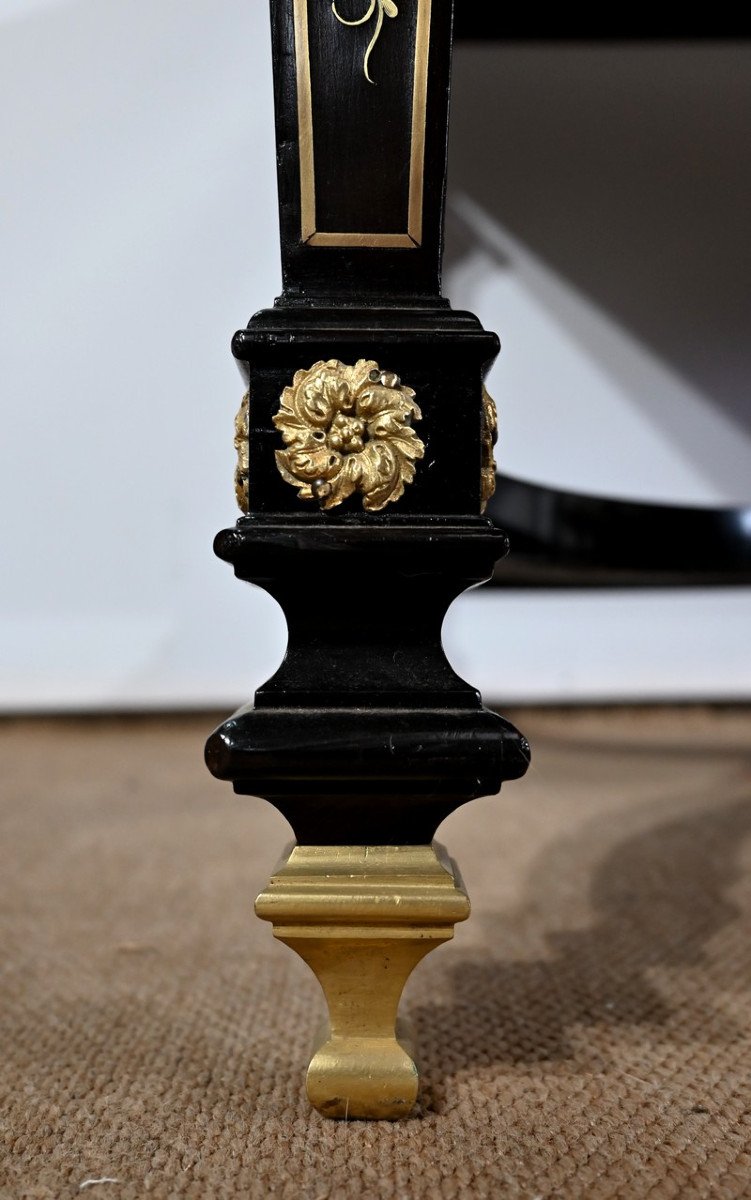 Important Desk All Faces In Blackened Pear Tree, Napoleon III Period - Mid-19th Century-photo-3