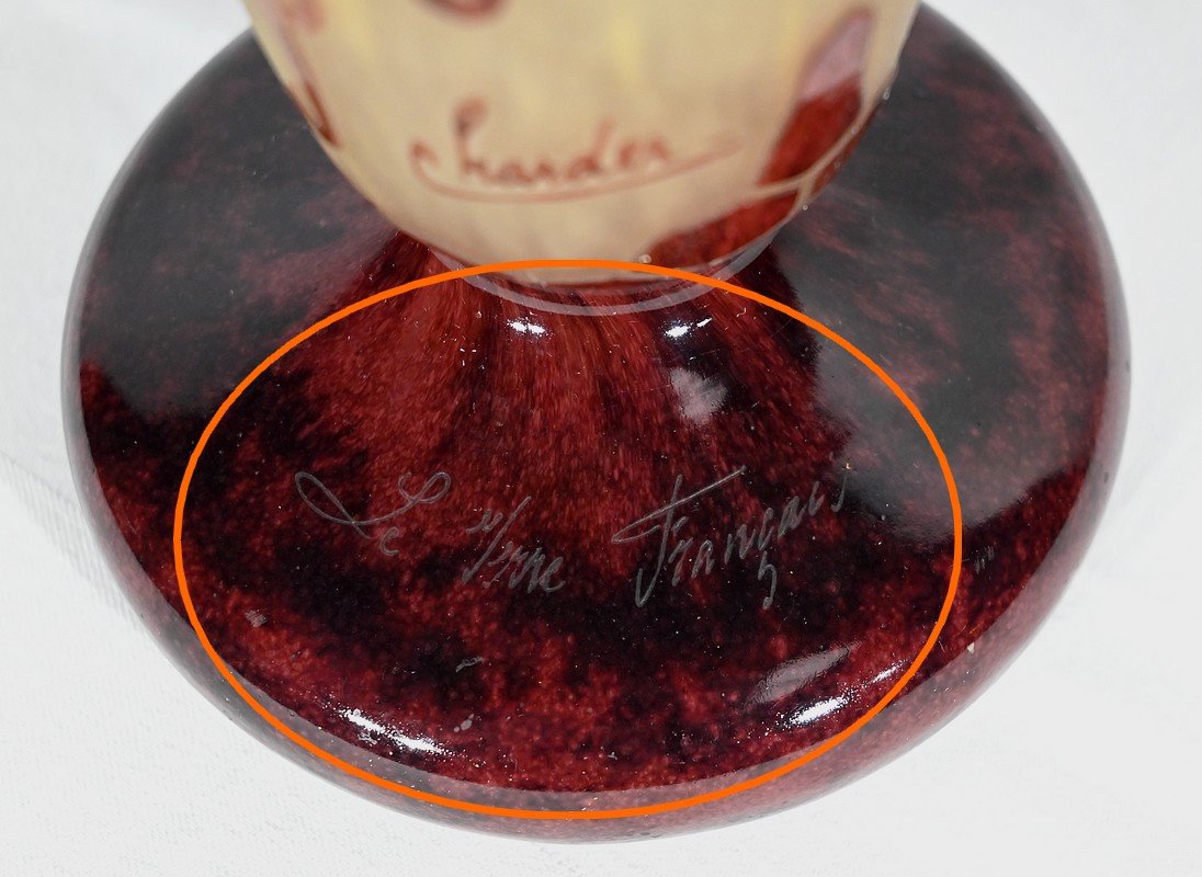 Pair Of "french Glass" Vases, Signed Charder, Art Deco - 1927-photo-4