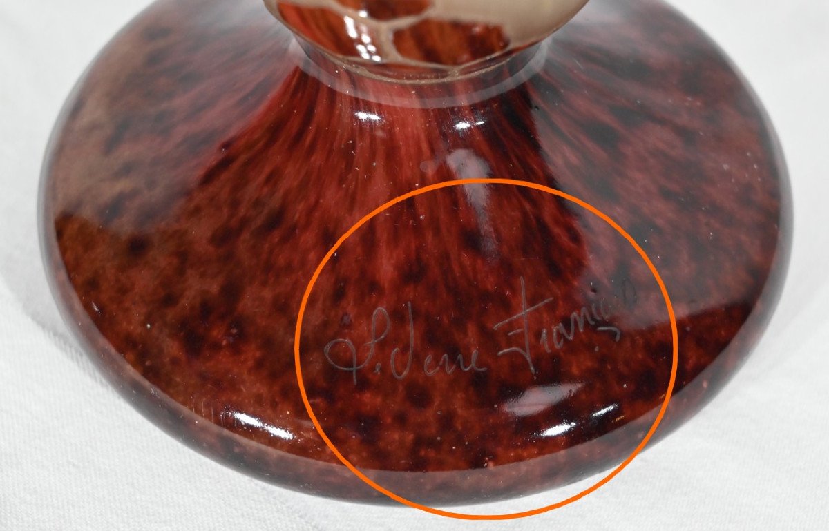 Pair Of "french Glass" Vases, Signed Charder, Art Deco - 1927-photo-4