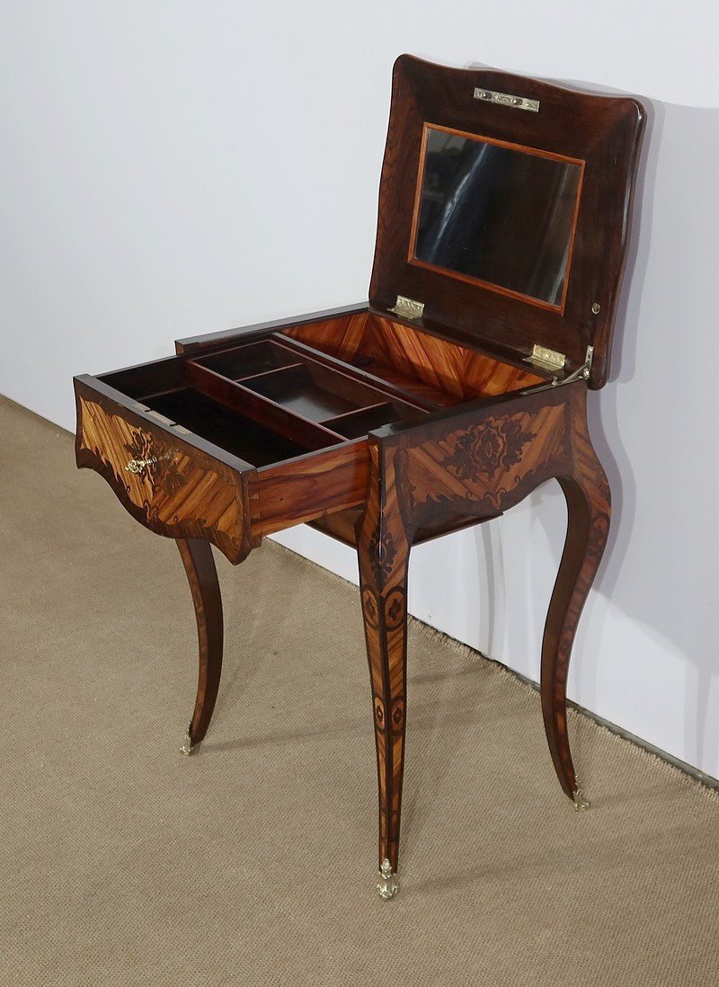 Exceptional Louis XV Style Marquetry Worker, Napoleon III Period - Mid-19th Century-photo-2
