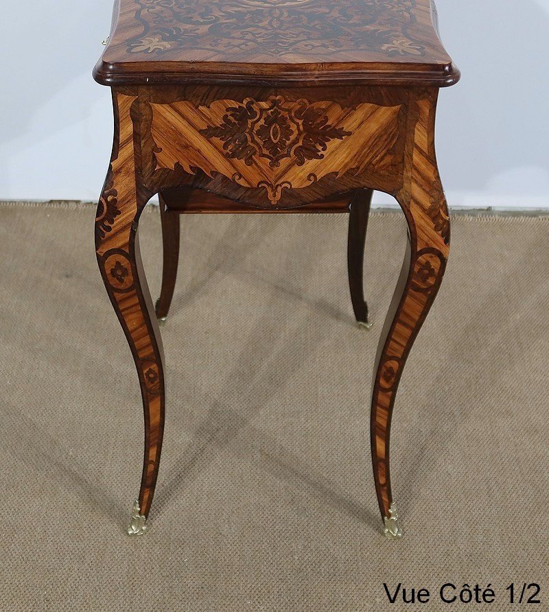 Exceptional Louis XV Style Marquetry Worker, Napoleon III Period - Mid-19th Century-photo-6