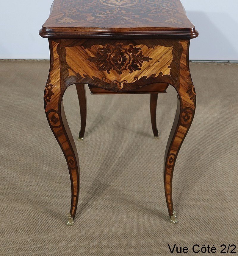 Exceptional Louis XV Style Marquetry Worker, Napoleon III Period - Mid-19th Century-photo-7