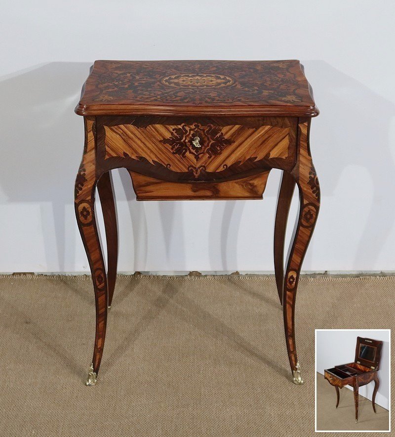 Exceptional Louis XV Style Marquetry Worker, Napoleon III Period - Mid-19th Century