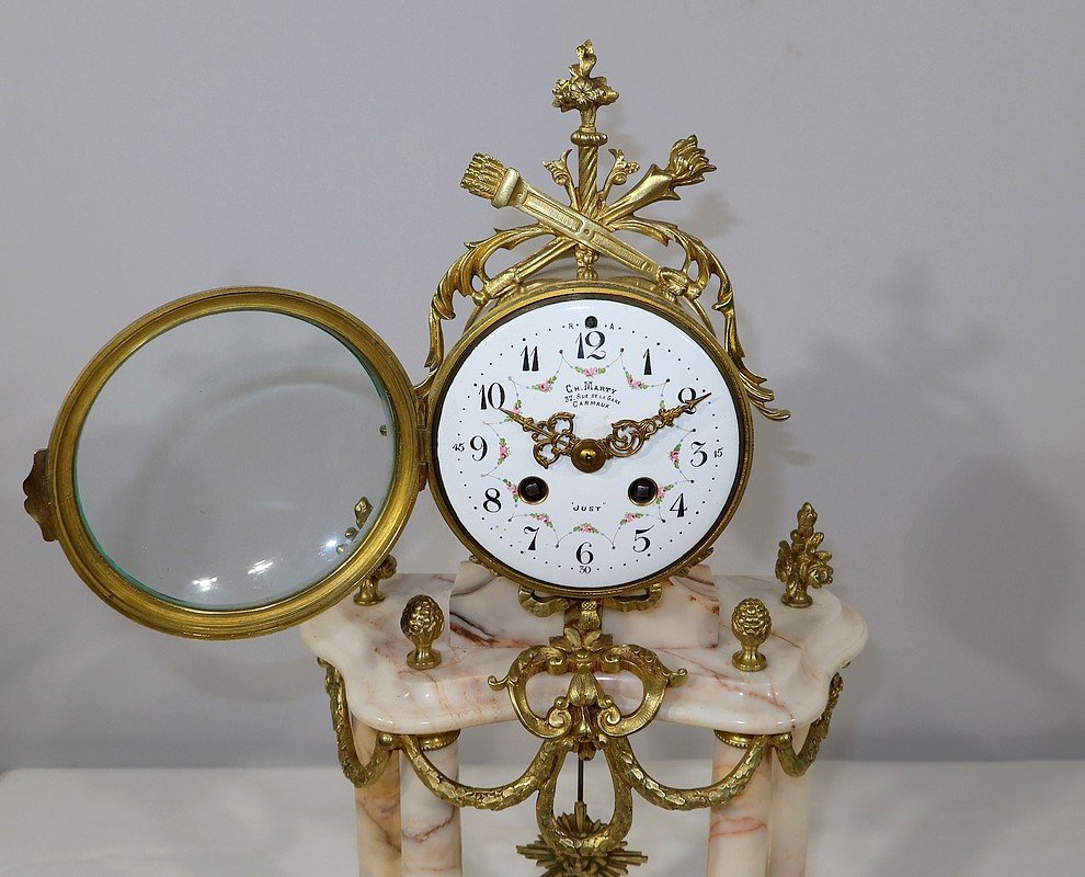 Ensemble De Cheminée En Marbre Et Bronze, Style Louis XVI – XIXe-photo-4