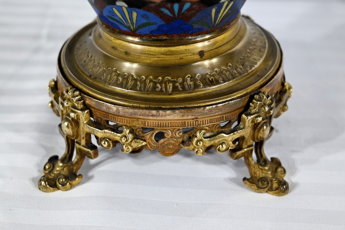 Vase In Gilt Bronze And Enamels - Late Nineteenth-photo-4