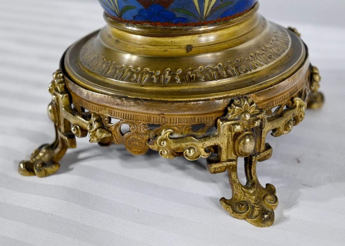 Vase In Gilt Bronze And Enamels - Late Nineteenth-photo-3