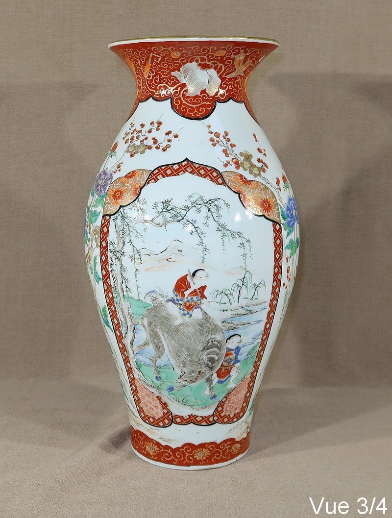 Grand Vase En Porcelaine Japonaise – Fin XIXe-photo-3