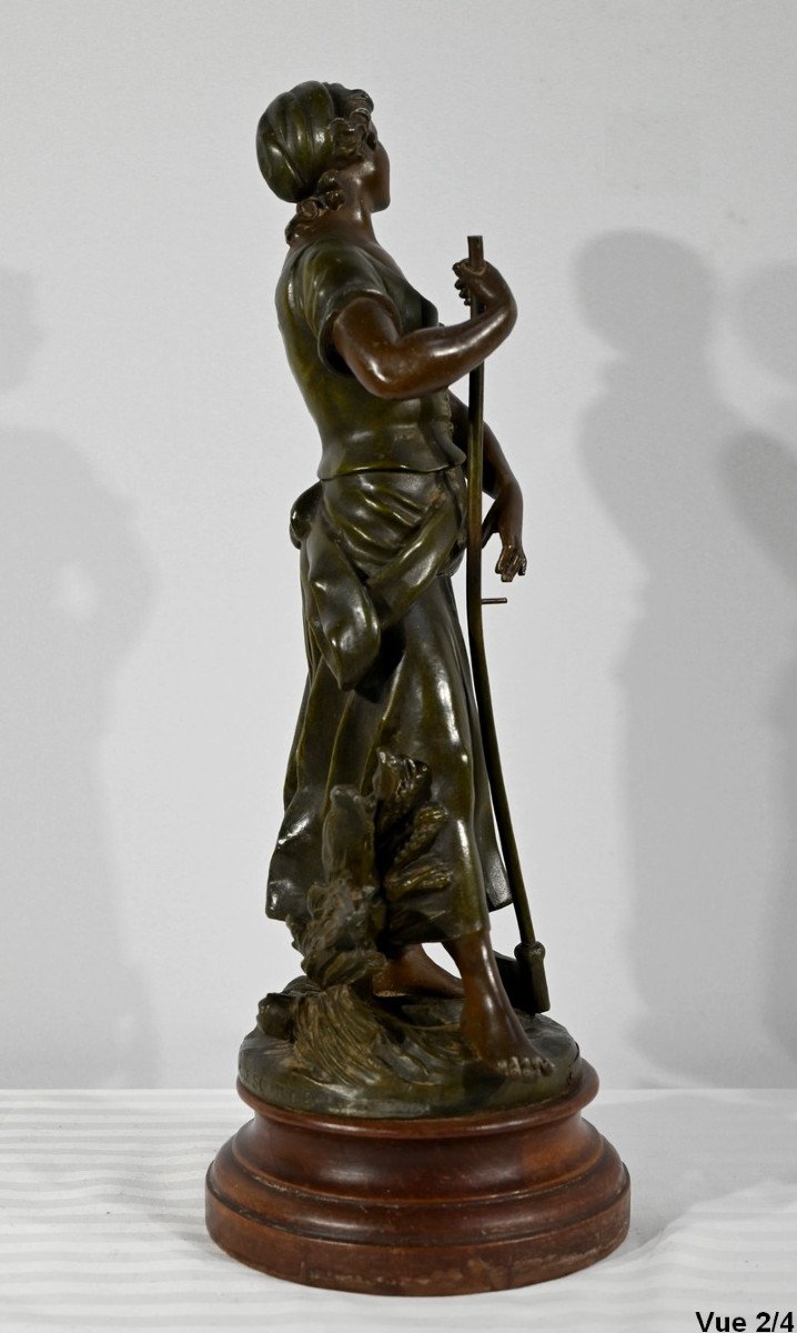 Spelter "faucheuse", Signed Aj.scotte - Late 19th Century-photo-5