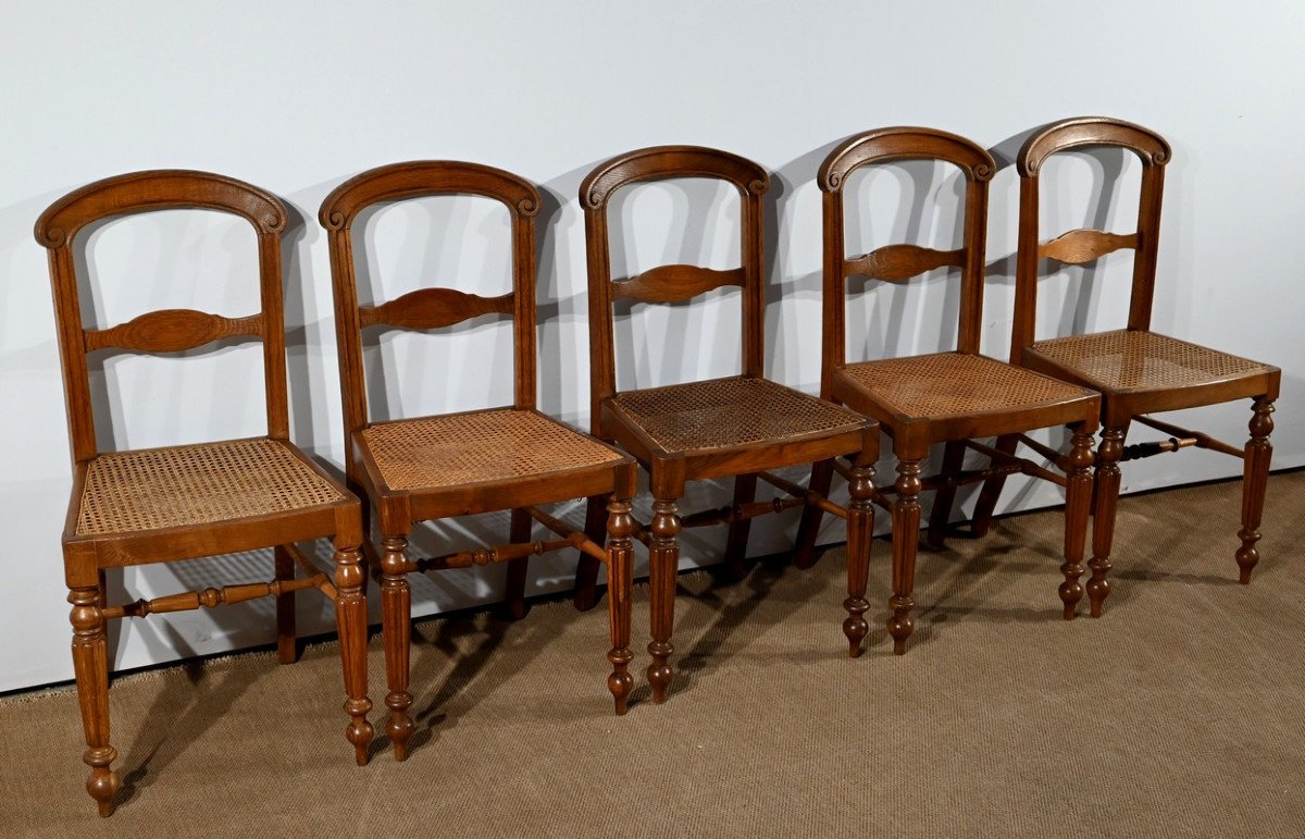Suite Of 5 Chairs In Solid Oak, Louis Philippe Period - 2nd Half Of The Nineteenth-photo-2