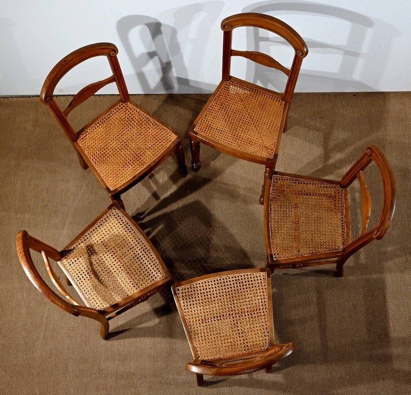 Suite Of 5 Chairs In Solid Oak, Louis Philippe Period - 2nd Half Of The Nineteenth-photo-3
