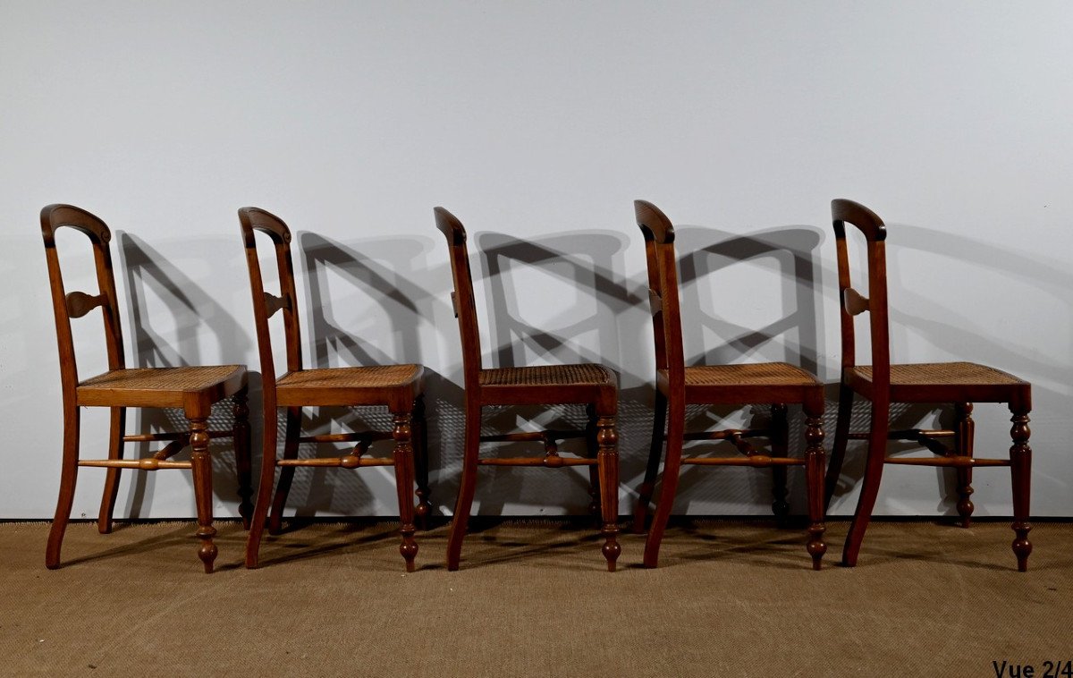 Suite Of 5 Chairs In Solid Oak, Louis Philippe Period - 2nd Half Of The Nineteenth-photo-5