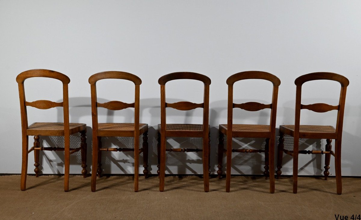 Suite Of 5 Chairs In Solid Oak, Louis Philippe Period - 2nd Half Of The Nineteenth-photo-7